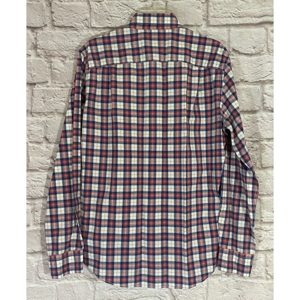 American Eagle Mens Shirt Small Button Down Red Blue White Plaid Cotton 8870 - Picture 2 of 7